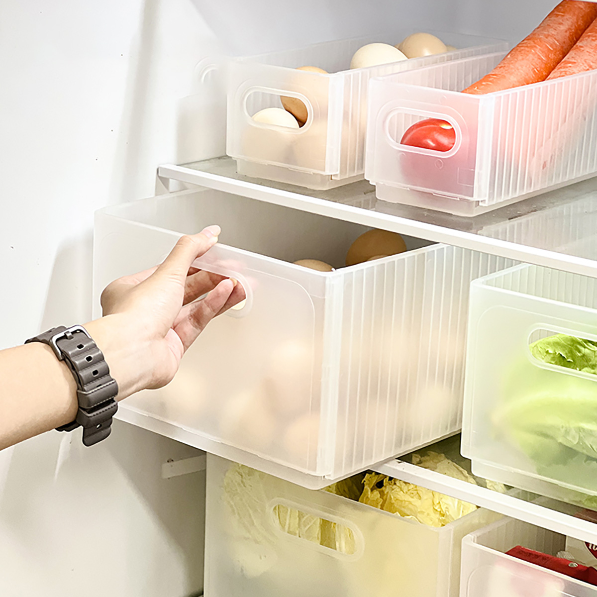 Food Storage Without Plastic - WORTHBUY プラスチック製折りたたみ式冷蔵庫収納ボックス 引き出し式果物野菜オーガナイザーボックス 大容量キッチン収納整理