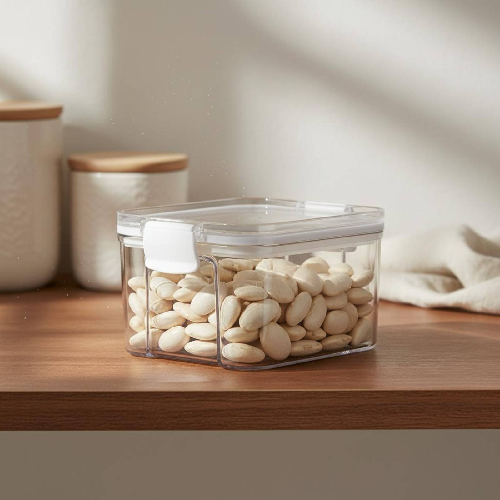 Food Storage Canister - 気密食品保存容器、防湿密閉穀物保存瓶、透明プラスチックキャニスター、カウンター用