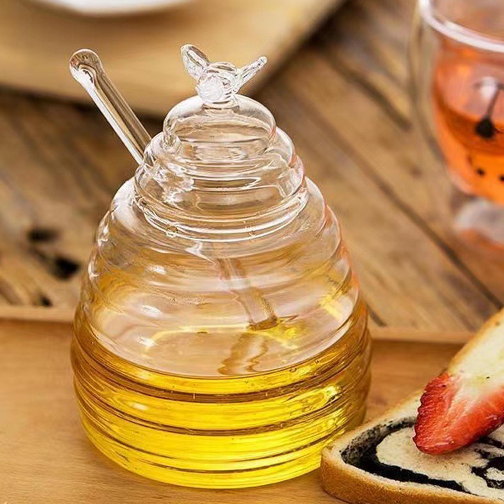 Food Storage 30 Years - 蓋付き蜂蜜瓶 ガラス製蜂蜜瓶容器 安全で無臭の蜂蜜容器ディスペンサー 蜂蜜やサラダドレッシングの保存用