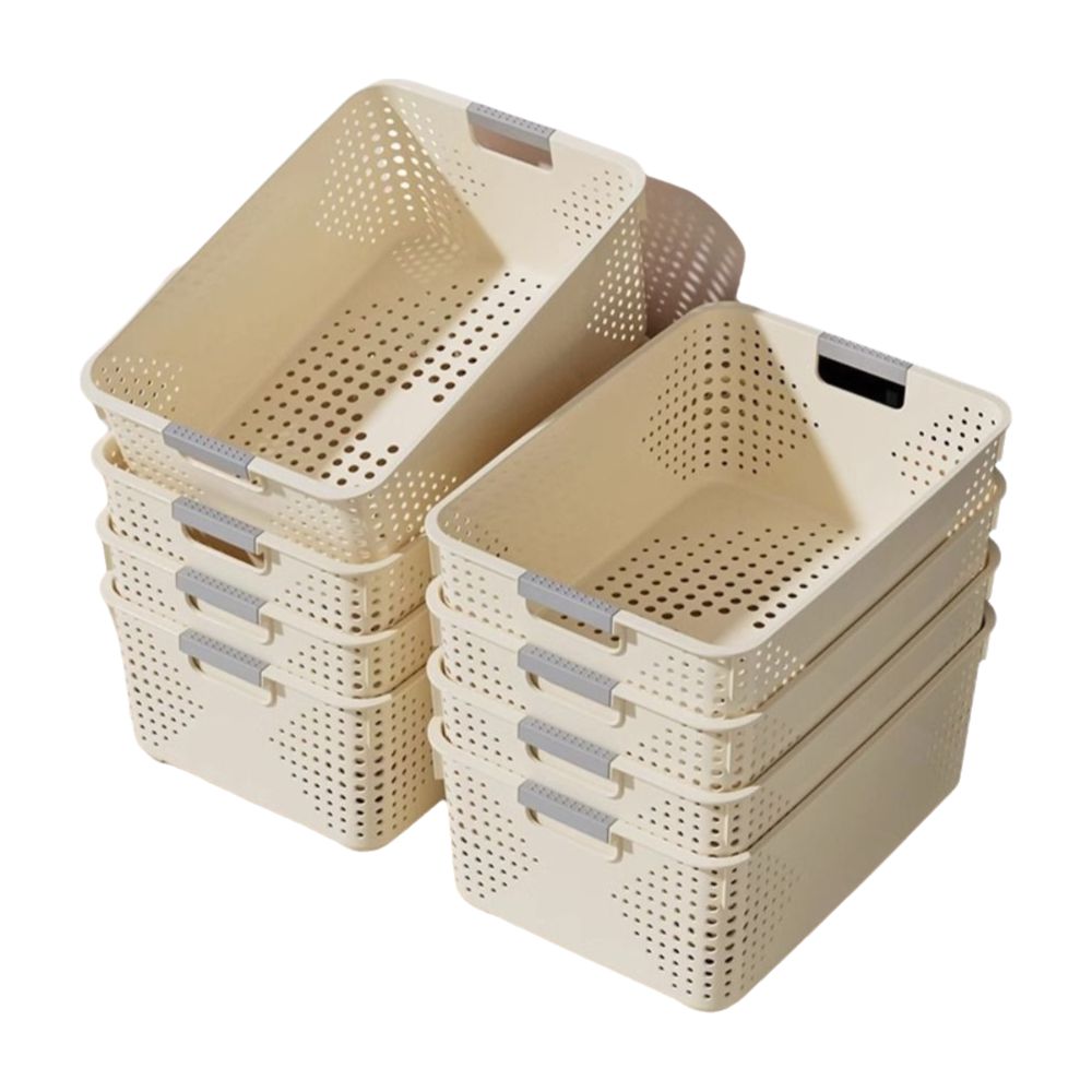 Food Storage Without Plastic - 耐久性のあるプラスチック製の収納バスケット 中空デザイン 積み重ね可能なデスクトップ収納バスケット 多目的スナックバスケット キッチン