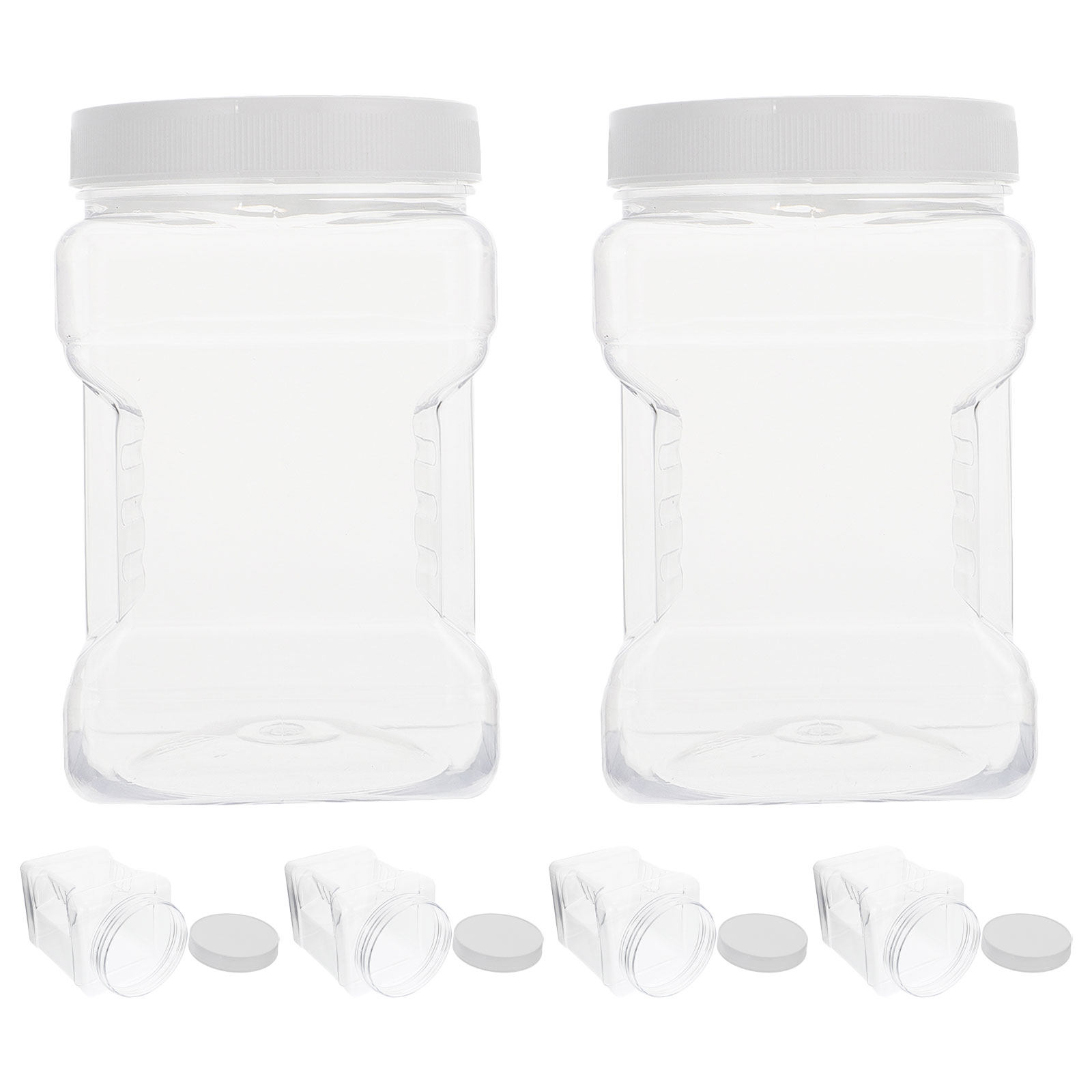 Food Storage Canister - 6個入り透明保存容器 透明な正方形の密閉容器 滑り止めハンドル付き キッチンパントリーキャニスター 乾物 スナック