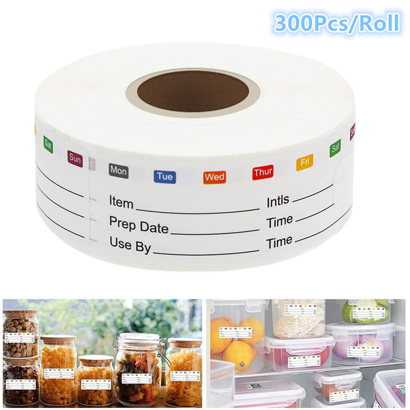 Food Storage Expiration Dates - 300 ピース/ロールキッチン日付食品ステッカーラベル文具ステッカースナックキャンディー保管有効期限ラベル自己粘着ステッカー