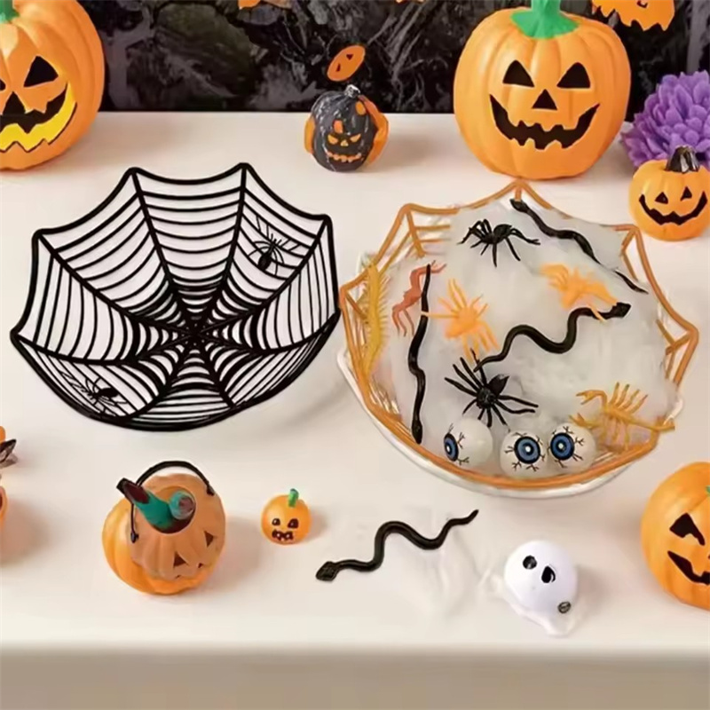 Food Storage Without Plastic - 3 色ハロウィンスパイダーシェイプボウルフルーツ中空食品トレイキャンディーディッシュトリックオアトリートパーティーテーブルデコレーションパッケージバスケット
