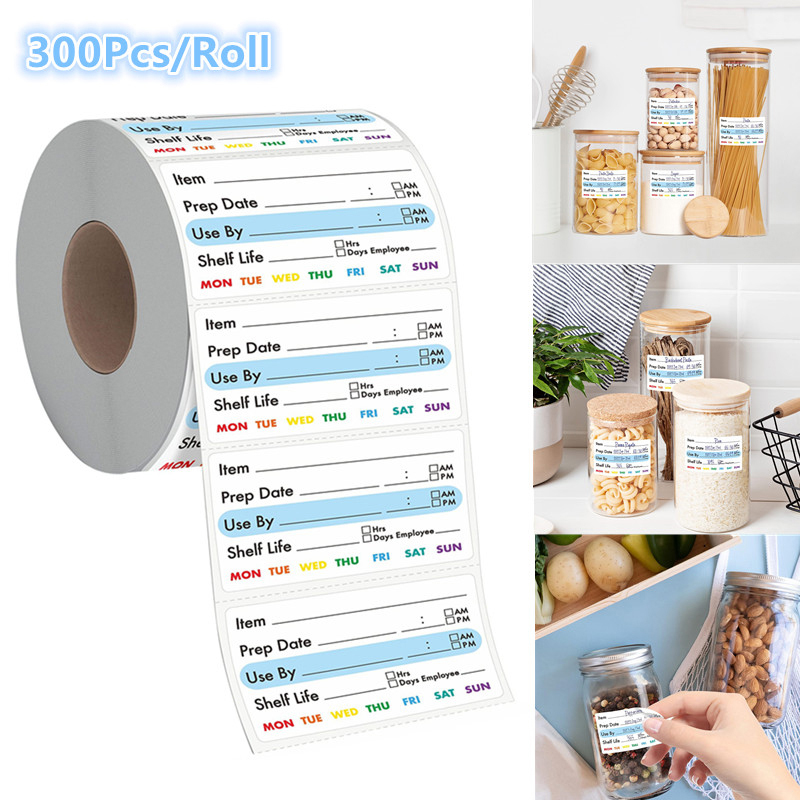 Food Storage Expiration Dates - ^300枚/ロール キッチン日付食品ステッカーラベル 文房具ステッカー スナック菓子保存期限ラベル 自己粘着ステッカー