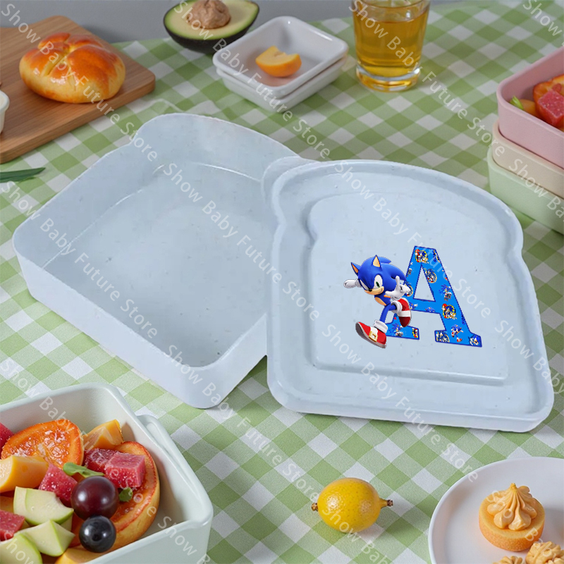 Food Storage Oven Safe - 新しい漫画ソニックス文字A-Zサンドイッチ収納ボックス男の子アニメスライストースト容器学生ランチボックス蓋付き食品容器