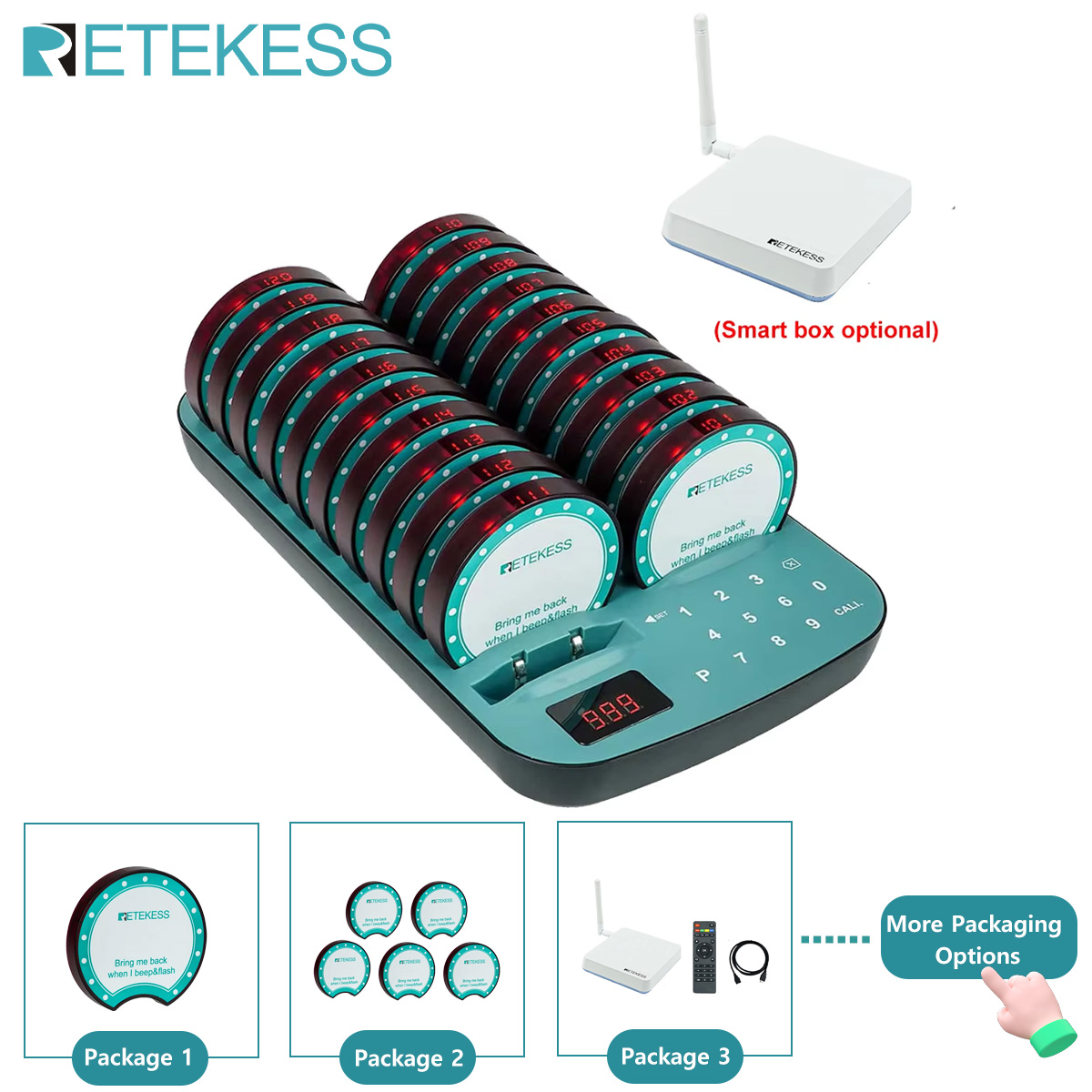 Food Storage For Restaurant - RETEKESS TD167F レストラン用ポケットベル呼び出しシステム バイブレーターコースターブザー呼び出しベル ビーパー スマートボックス