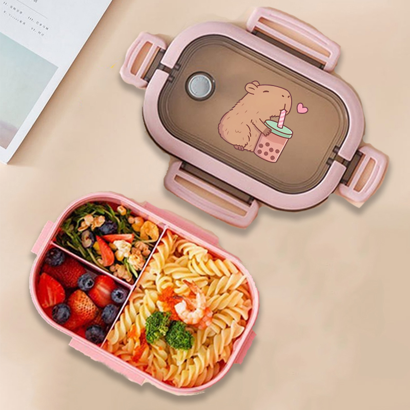 Food Storage Order - カピバラ弁当箱アニメ動物プリント食品保存容器子供学校ピクニック弁当箱男の子女の子オフィスディナーケース