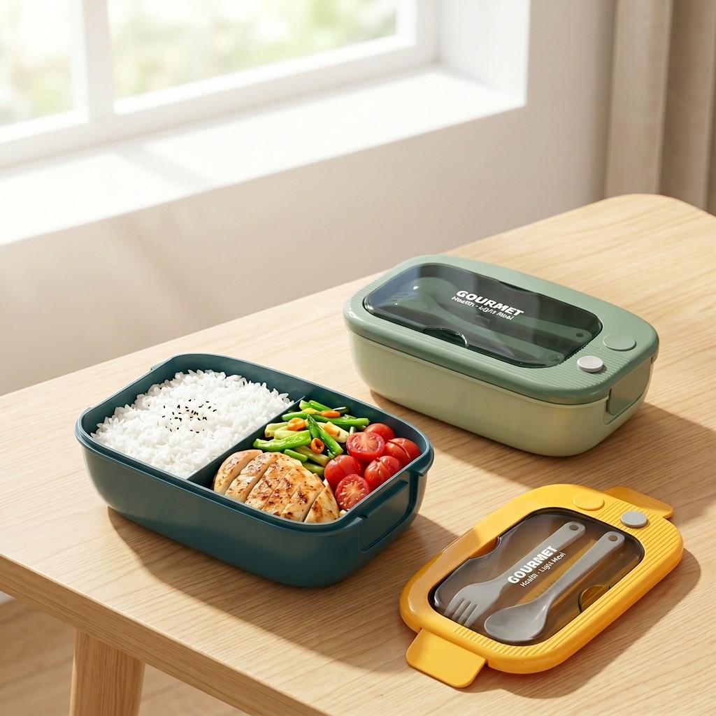 Food Storage 30 Years - 電子レンジ対応プラスチック製弁当箱 2コンパートメント漏れ防止ランチボックス カトラリー付き 大人と子供向けの食事準備用食品保存容器