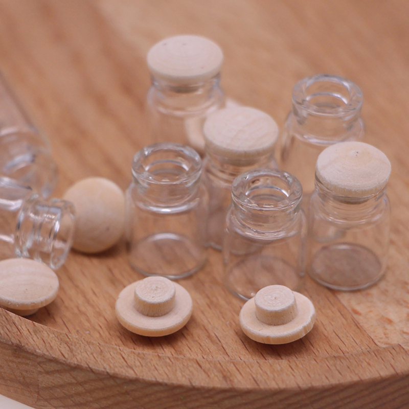 Food Storage With Lids - 4 個 1:12 ドールハウスミニチュアガラス瓶モデルキャンディージャー収納瓶木製蓋付き装飾食品おもちゃアクセサリー