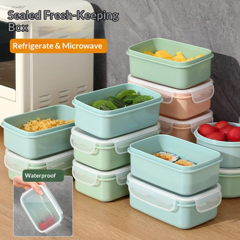 Food Storage Order - 気密食品保存容器 BPAフリー スタッカブル 漏れ防止 ランチボックス 冷蔵庫オーガナイザー