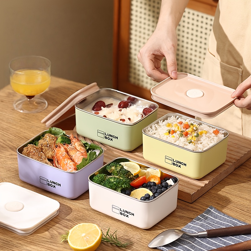 Food Storage Order - ステンレス製漏れ防止食品保存容器セット【4個セット】旅行やピクニック用、蓋付き