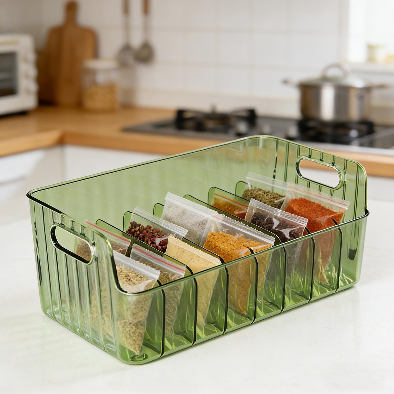 Food Storage In Cabinets - スパイスラック透明分割型化粧品食品収納ボックスカウンタートップスパイス棚キッチンパントリーキャビネットオーガナイザー大容量