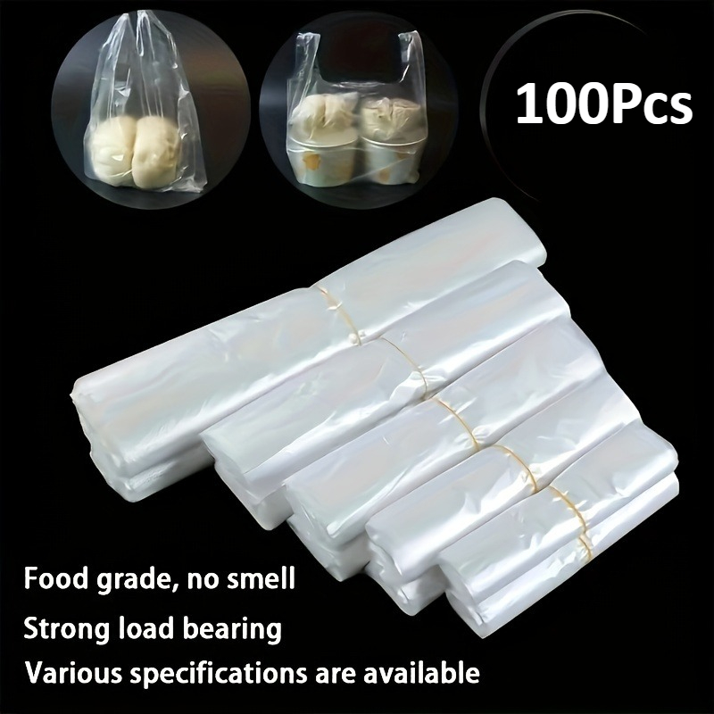 Food Storage Bag - 100 個ミニ透明使い捨てビニール袋 3 サイズオプションスーパーマーケットショッピング食品保存包装袋