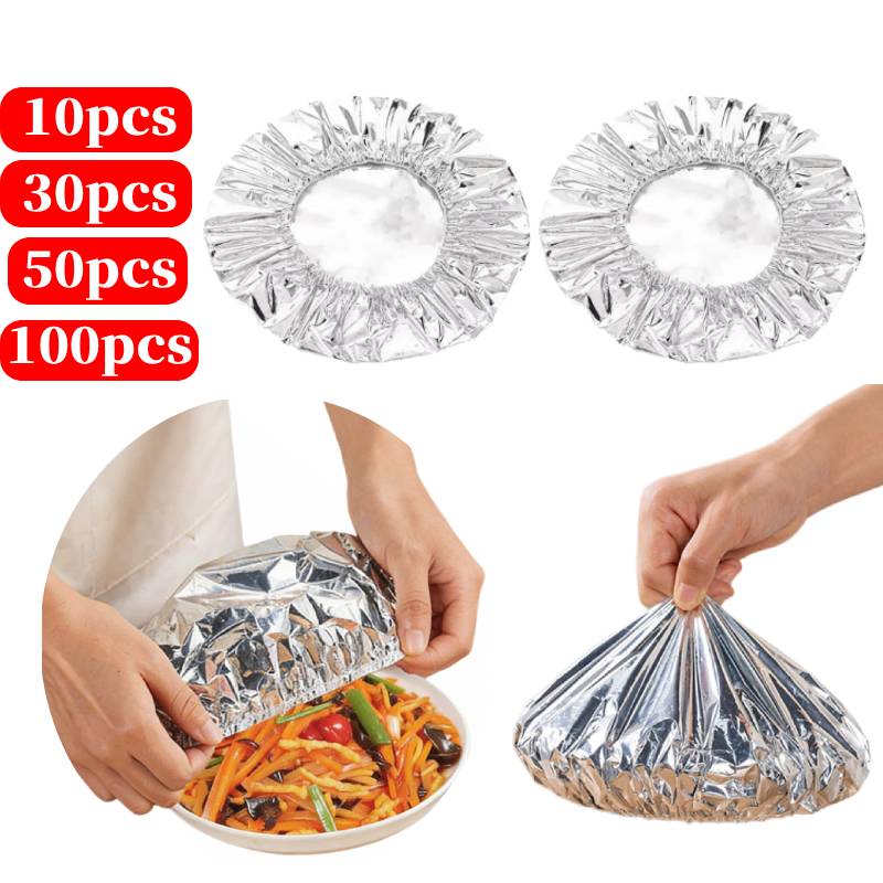 Food Storage Bag - 10-100 個繰り返し使用可能なフィルム断熱カバー、アルミ箔弾性フードボウル収納カバー、サンドイッチ用食品鮮度保持バッグ