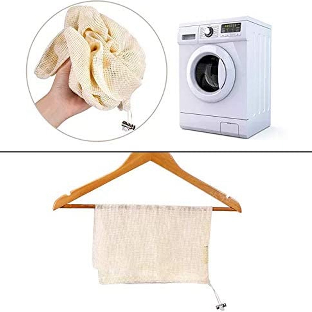 Produce Bag Reusable Mesh - 食料品、野菜、新鮮な農産物の保管用の再利用可能なメッシュ製品バッグの9個セット コットンバッグ-AC17