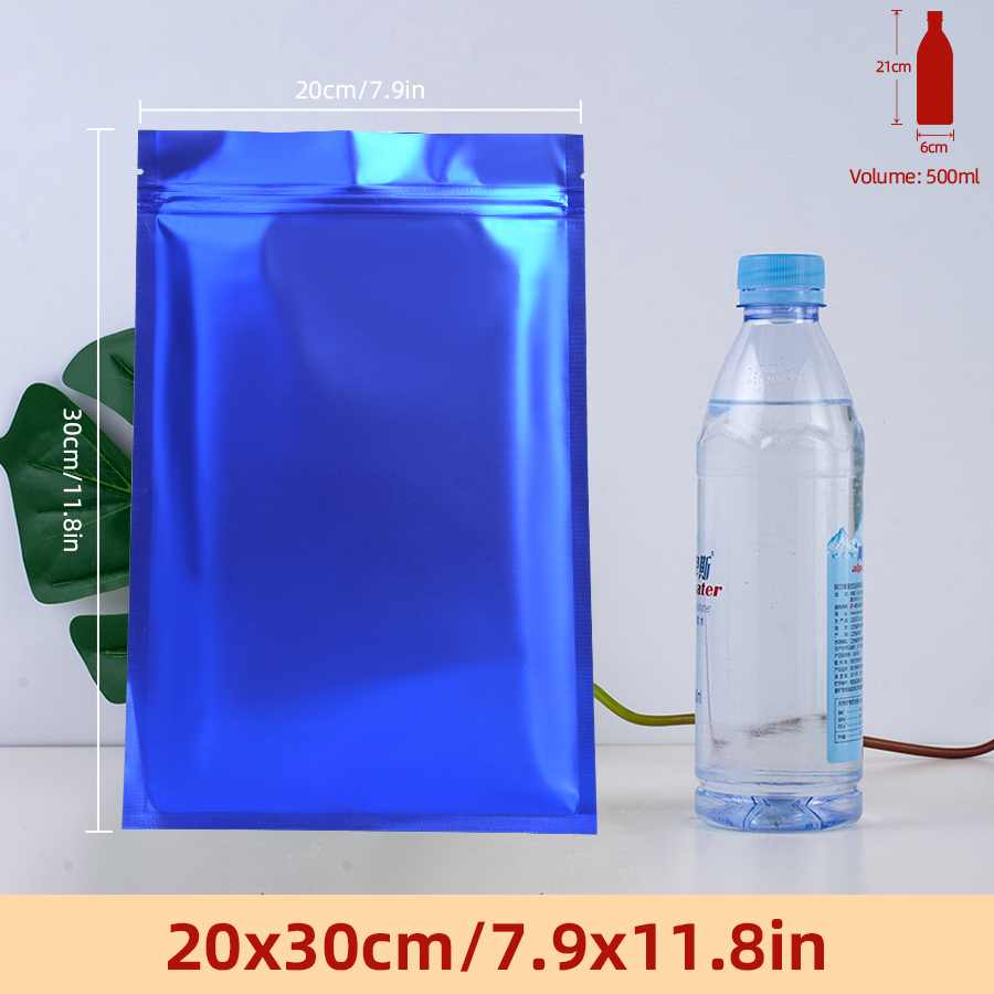 Food Storage Bag - 100個のマットブルーフォイルジッパーポーチ、自家製スナック用の再利用可能な保存袋、毎日の食品や小物の詰め合わせパック