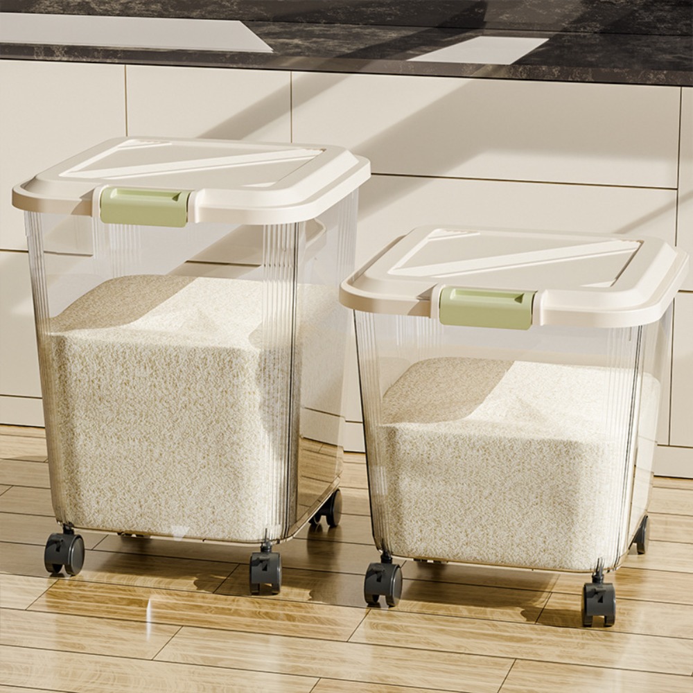 Food Storage Large Plastic Containers - 防虫米収納ボックス（車輪付き）、防湿ペットフード容器、大容量密閉ペットフード保存容器、小麦粉用