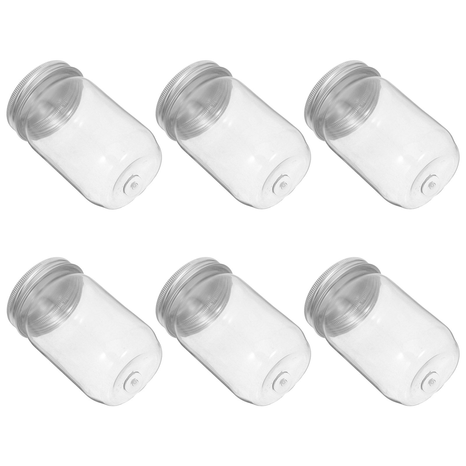 Food Storage With Lids - 6個入り透明プラスチック製メイソンジャー、気密蓋付き、透明食品保存容器、キャンディ、スナック、DIYクラフト、家庭、キッチン用