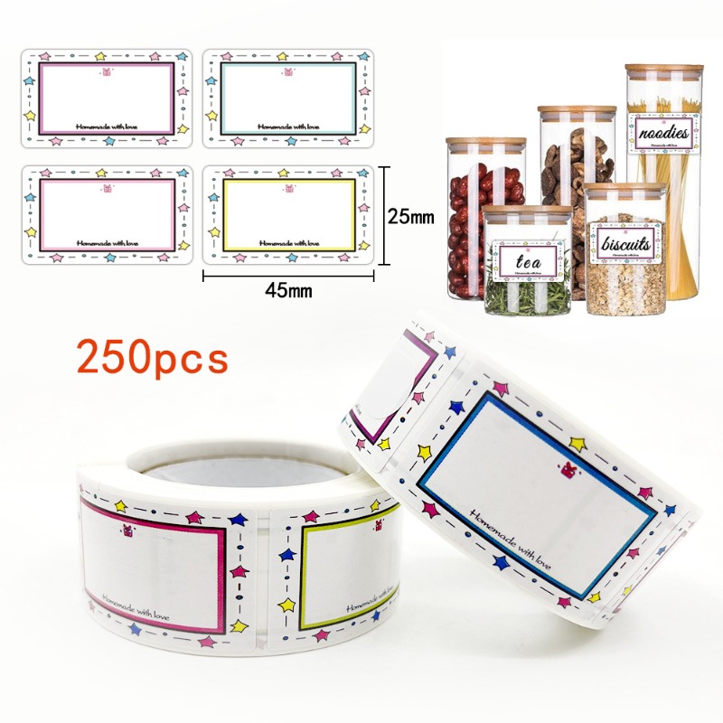 Food Storage Name - 250 ピース/ロール空白キッチン名ラベルステッカー食品収納ボックス用手書き日付シールステッカータグ DIY