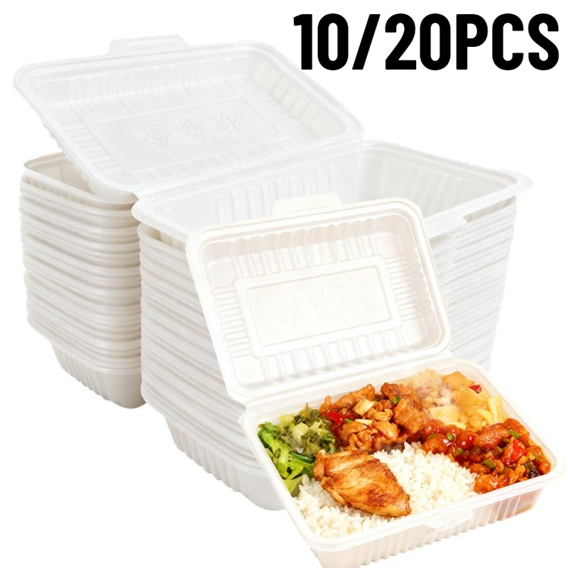 Food Storage For Restaurant - 10/20 個使い捨て弁当箱プラスチックサラダサンドイッチテイクアウトキッチン冷蔵庫レストランピクニック食品容器