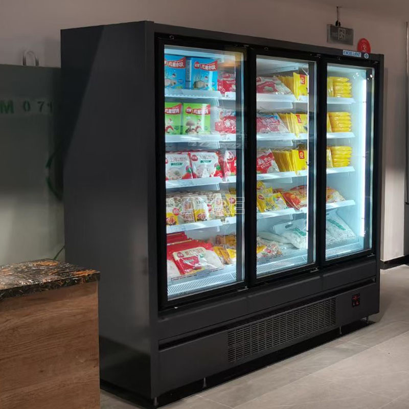 Food Storage In Cabinets - カスタマイズ可能な業務用マルチデッキキャビネットシステム、ガラス扉付きショーケース、直立型冷凍庫、食品保管用ディスプレイ冷蔵庫