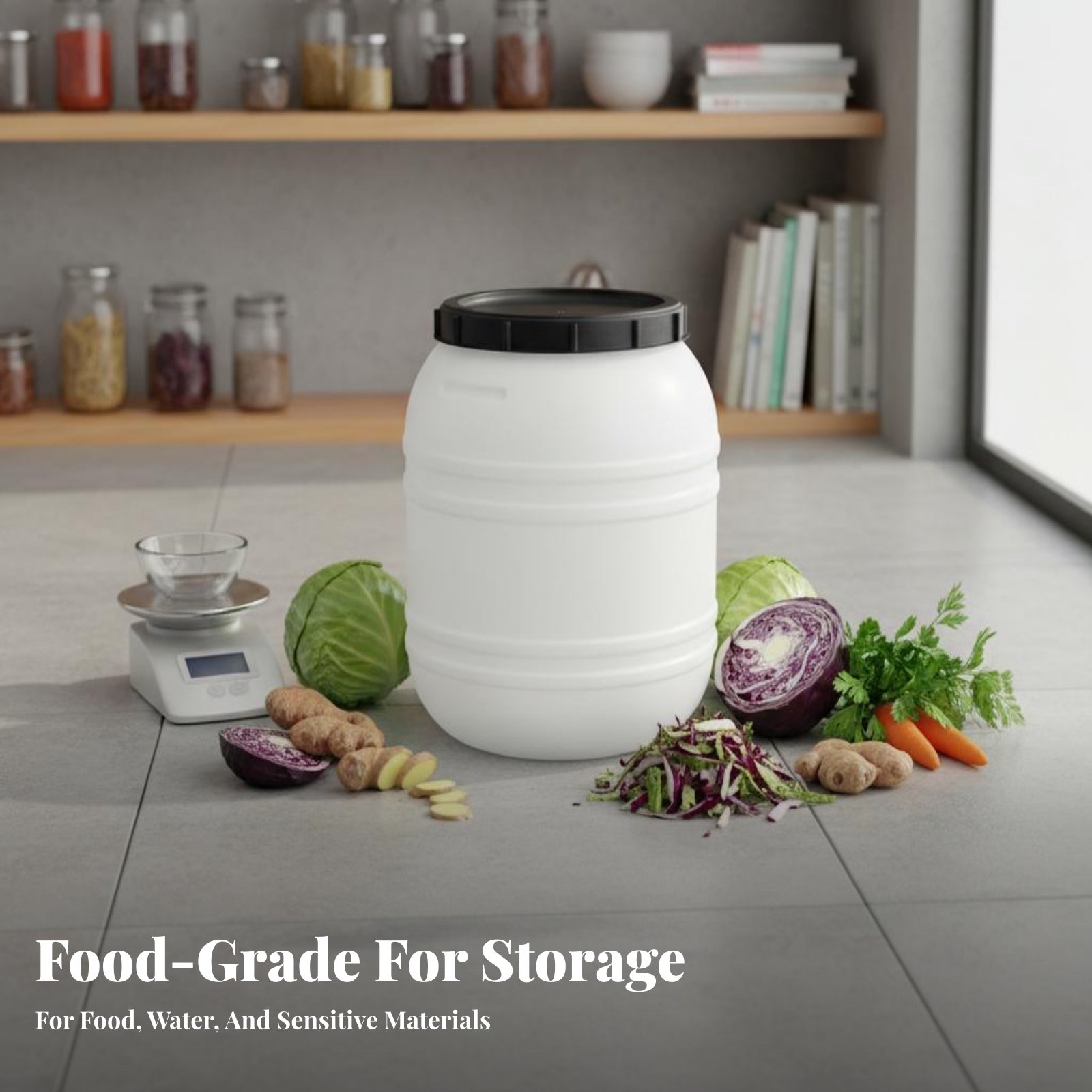 食品グレードのプラスチック製バレル、気密性のある蓋付き、食品 - Food Storage With Lids のレビューと価格