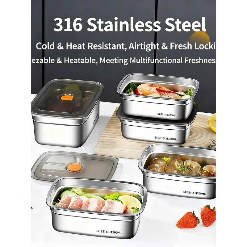 大容量ステンレス製漏れ防止密閉弁当箱、電子レンジ対応、キャン - Food Storage Oven Safe のレビューと価格