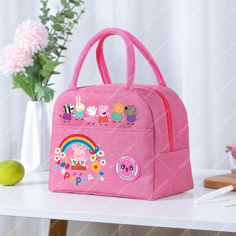 女の子アニメかわいいランチトート漫画ペッパピッグジップハンド - Food Storage Bag のレビューと価格