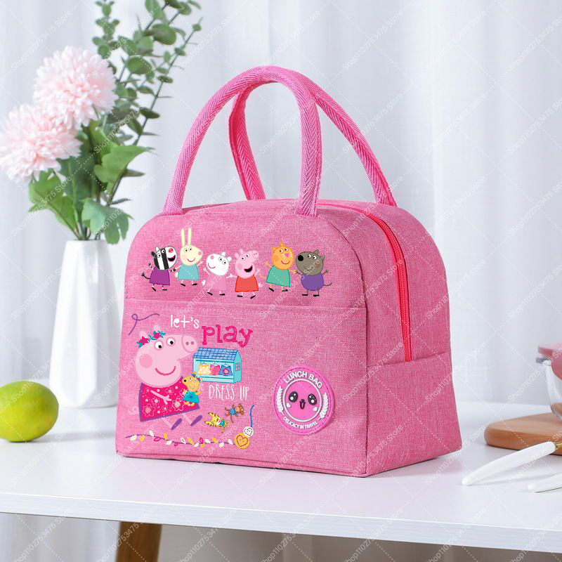 女の子アニメかわいいランチトート漫画ペッパピッグジップハンド - Food Storage Bag のレビューと価格