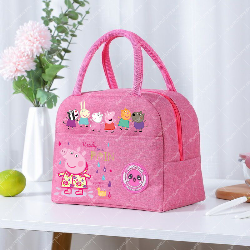 女の子アニメかわいいランチトート漫画ペッパピッグジップハンド - Food Storage Bag のレビューと価格