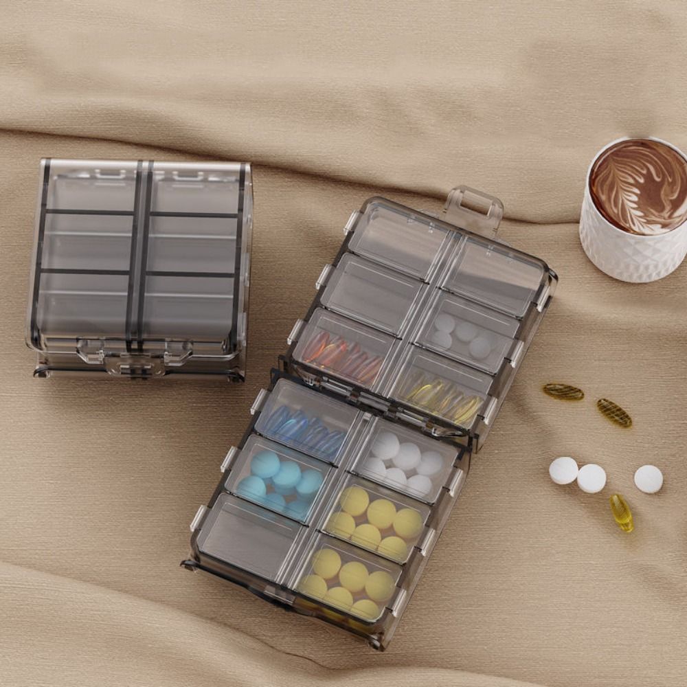 12 グリッドピルディスペンサーボックス二層大容量薬保管容器 - Food Storage Large Plastic Containers のレビューと価格