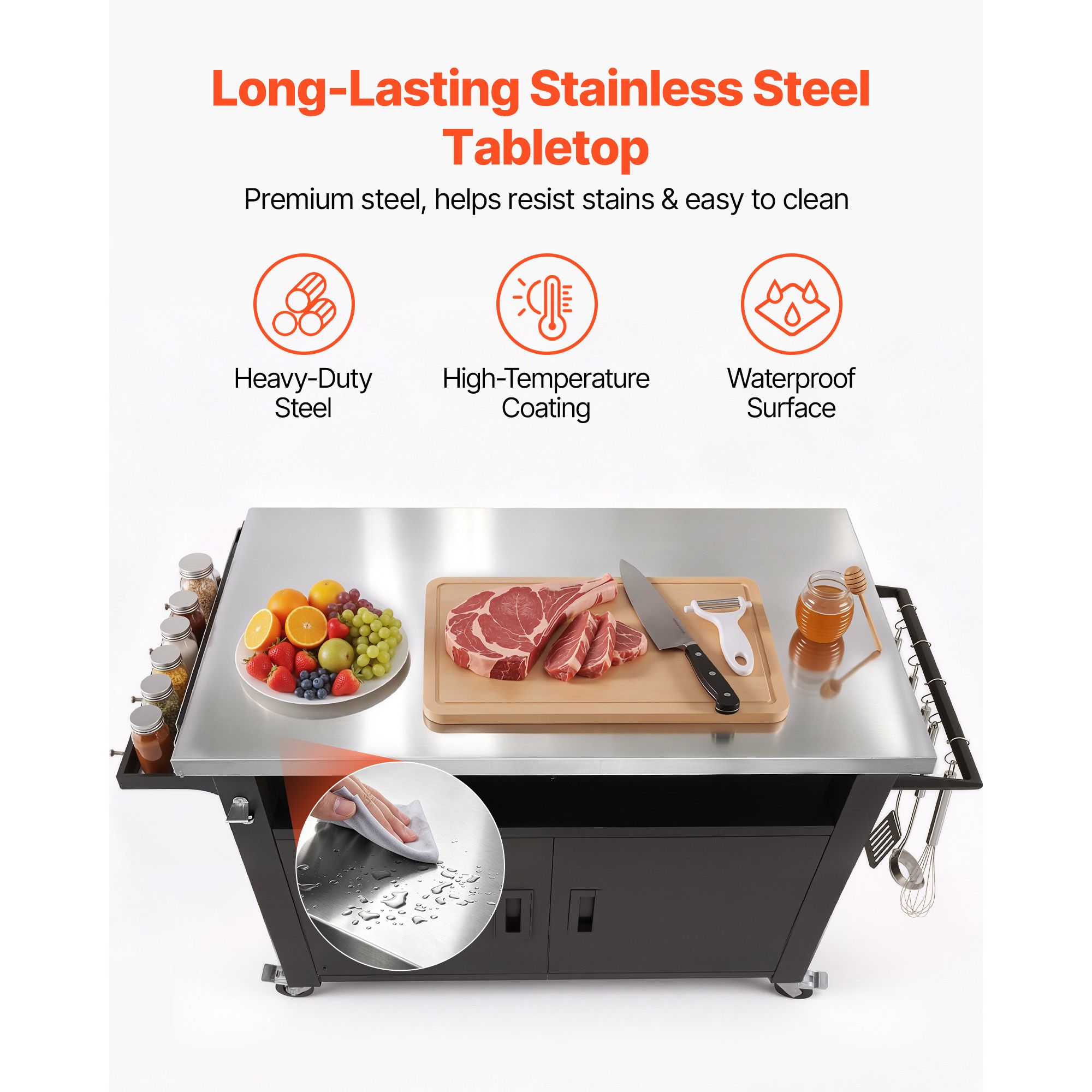 屋外グリルカート（収納キャビネット付き）、53.1インチグリ - Food Storage In Cabinets のレビューと価格