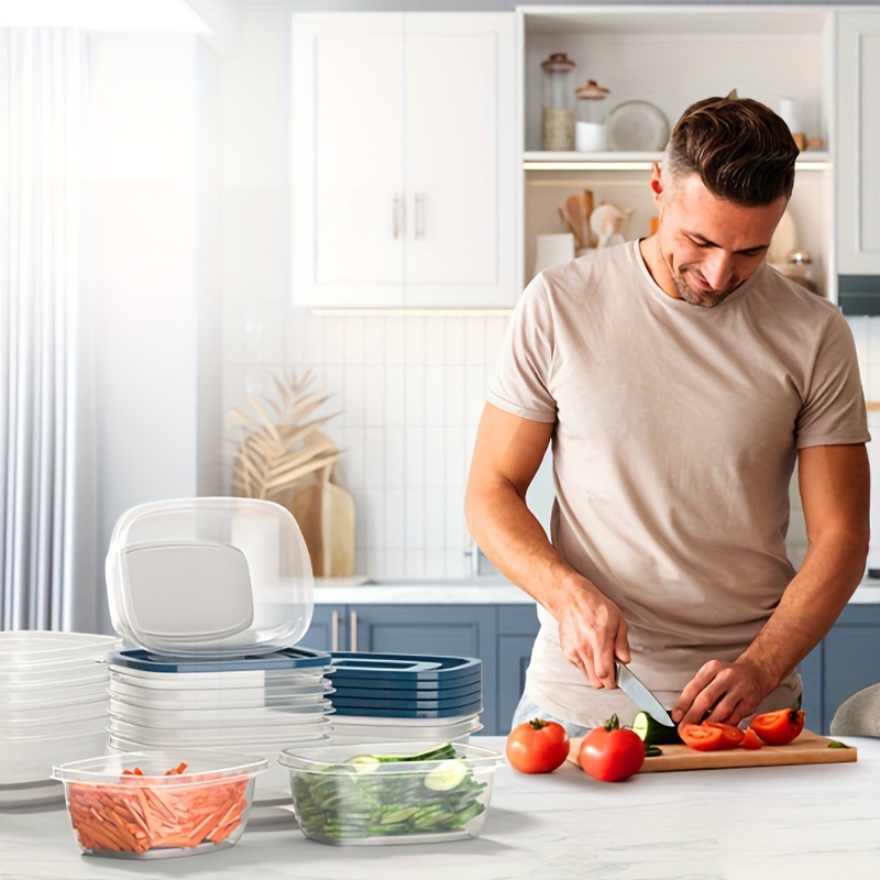 透明な積み重ね可能なプラスチック製食品保存容器6個セット、青 - Food Storage Canister のレビューと価格