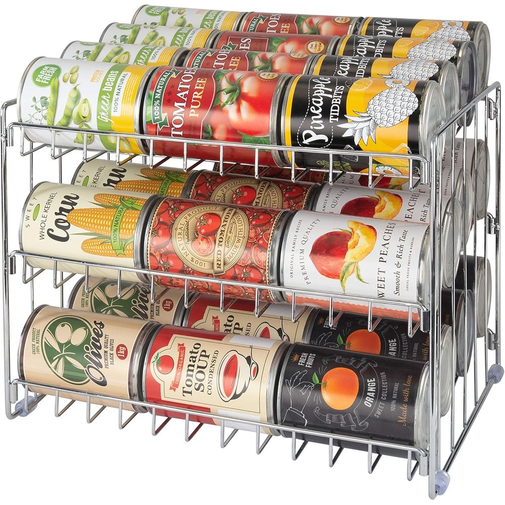 3段缶オーガナイザー |   クロム鋼製 缶詰収納ラック | - Food Storage In Cabinets のレビューと価格