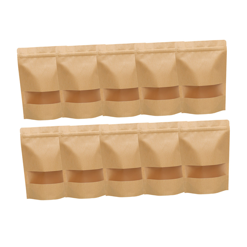 50枚入りクラフト紙ジッパー付き自立型窓付きバッグ、再利用可 - Food Storage Bag のレビューと価格