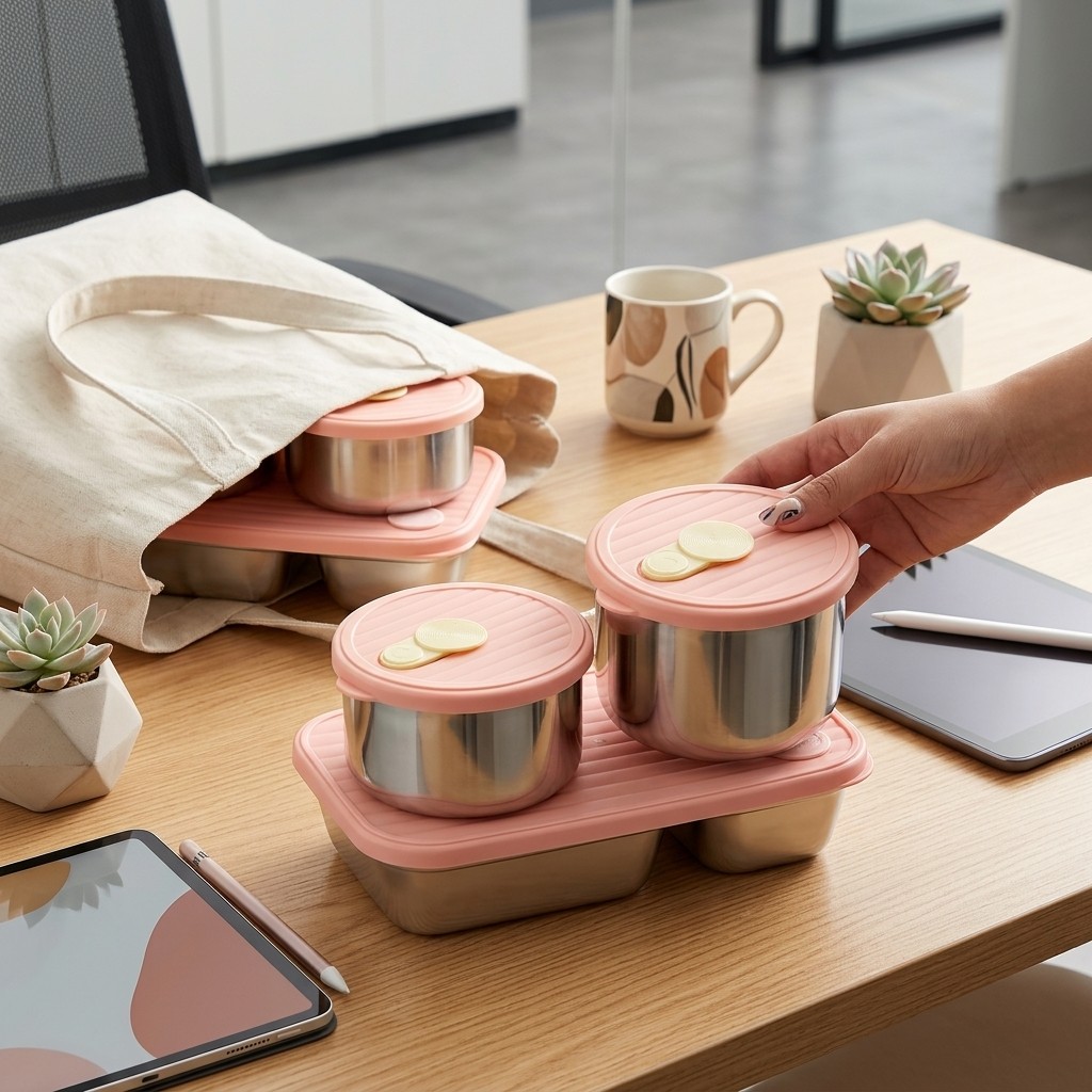 電子レンジ対応 304ステンレス製ランチボックスセット 弁当 - Food Storage Oven Safe のレビューと価格