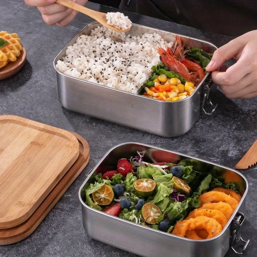 新しい304ステンレス製竹製蓋付きランチボックス、和風蓋付き - Food Storage Oven Safe のレビューと価格