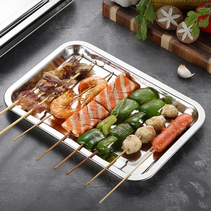 ステンレス鋼バーベキュー茶収納サービングトレイ長方形蒸し米ソ - Food Storage For Restaurant のレビューと価格