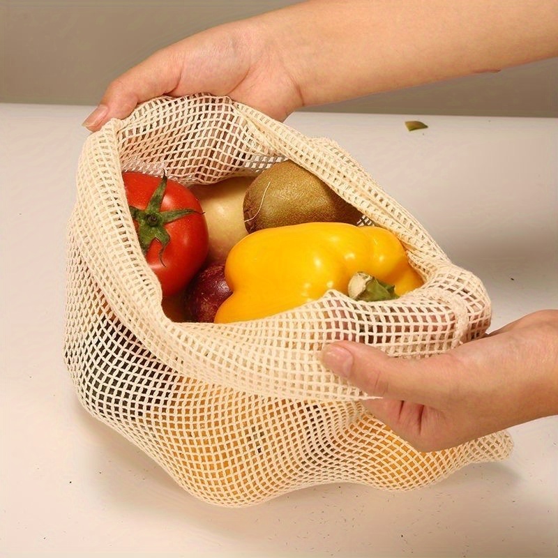1個のコットンメッシュ再利用可能な農産物バッグ、野菜、果物、 - Produce Bag Reusable Mesh のレビューと価格