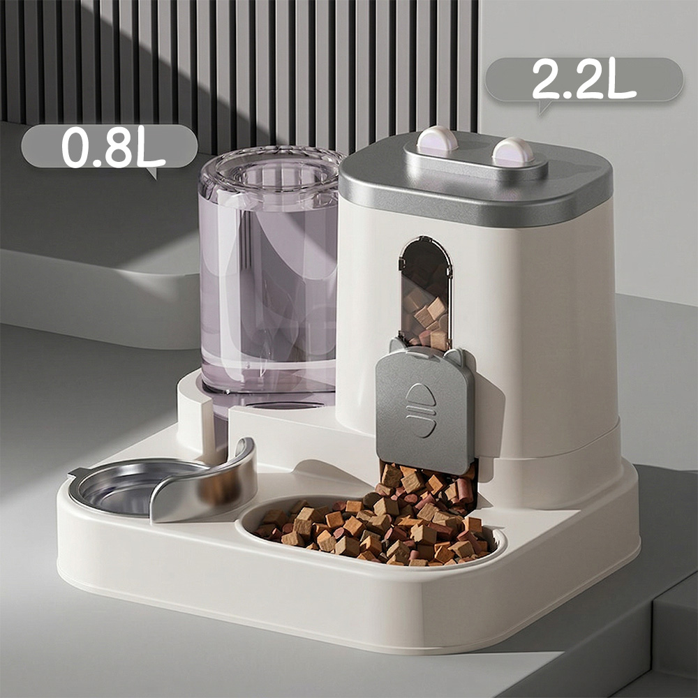 自動給餌器犬猫フードボウル水噴水付き大容量ペットフード収納デ - Food Storage Large Plastic Containers のレビューと価格