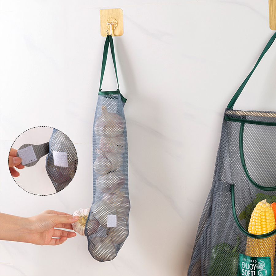 吊り下げ式メッシュ野菜バッグ 5種類 シングル/ダブルレイヤ - Produce Bag Reusable Mesh のレビューと価格