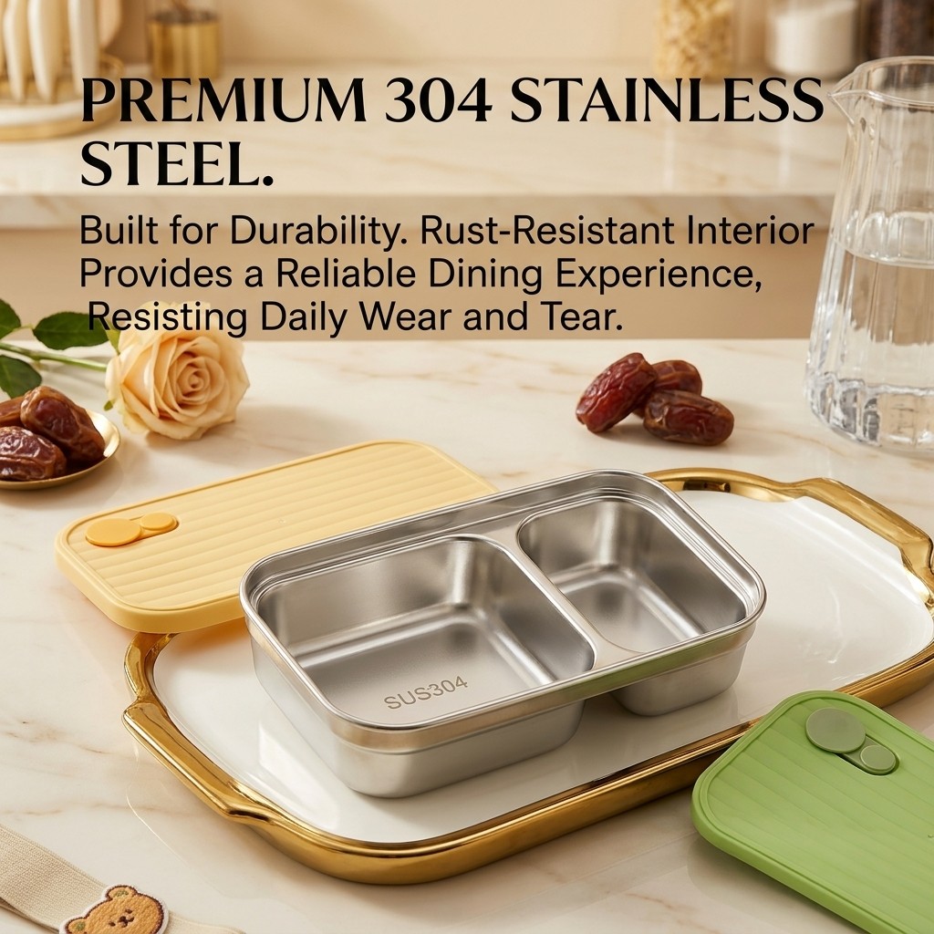 304ステンレス製ランチボックス、電子レンジ対応弁当箱、大人 - Food Storage 30 Years のレビューと価格
