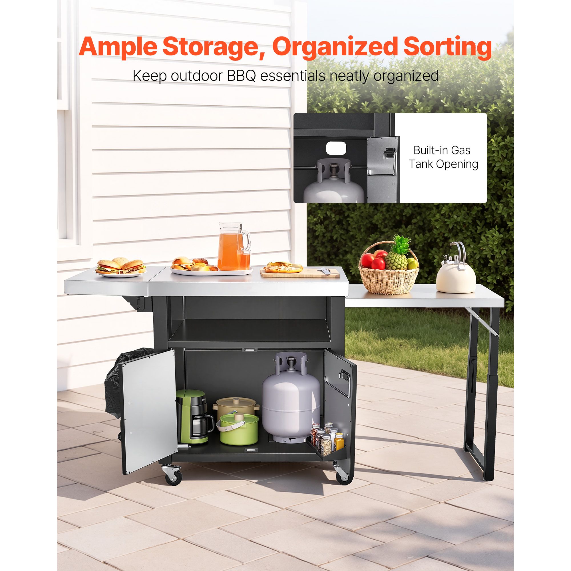 屋外グリルカート、収納キャビネット付き、74.8インチグリル - Food Storage In Cabinets のレビューと価格