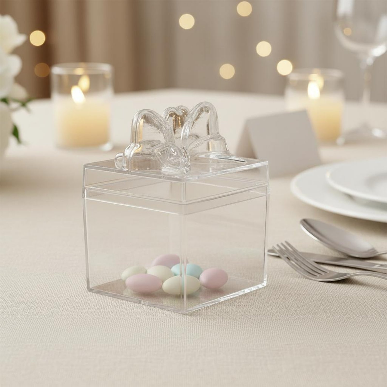 透明プラスチック製キャンディボックス、リボン付き多目的透明キ - Food Storage And Container のレビューと価格