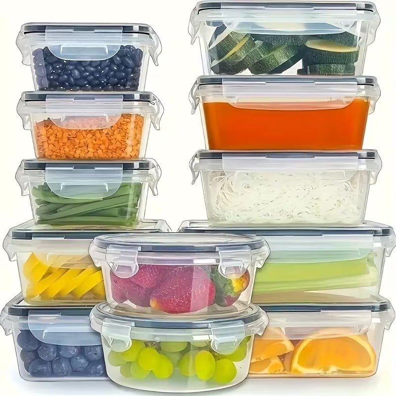 4個セット 透明食品保存容器 スナップ蓋付き、果物、野菜、パ - Food Storage Order のレビューと価格