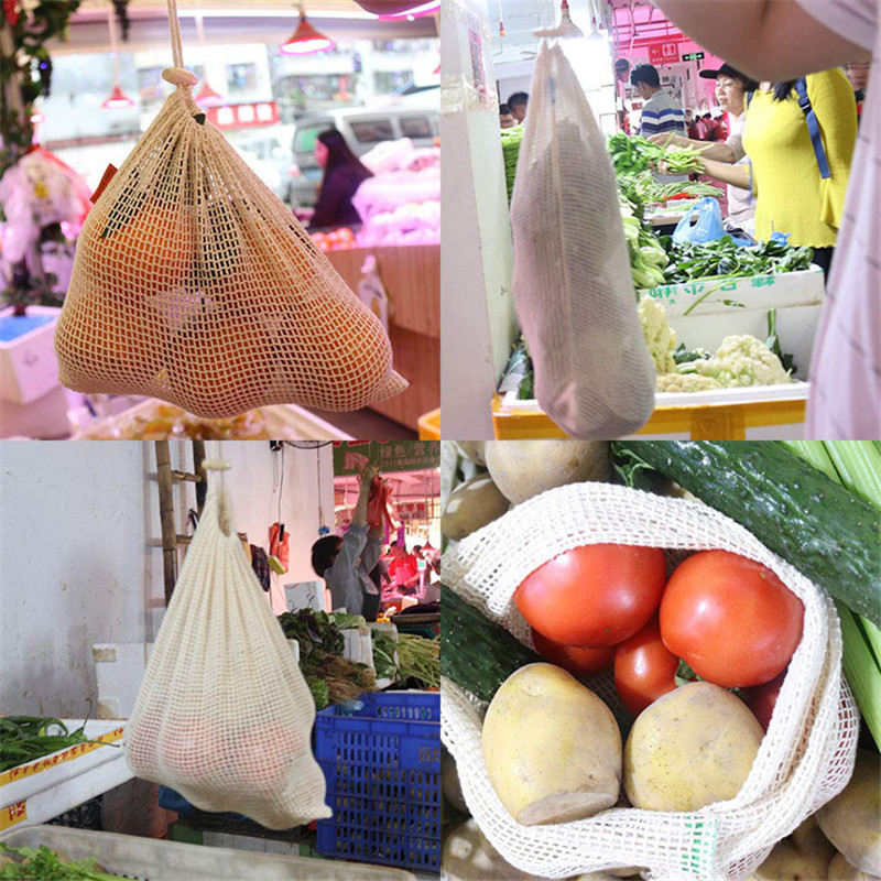再利用可能なコットンメッシュ製野菜・果物用食品保存袋、キッチ - Produce Bag Reusable Mesh のレビューと価格