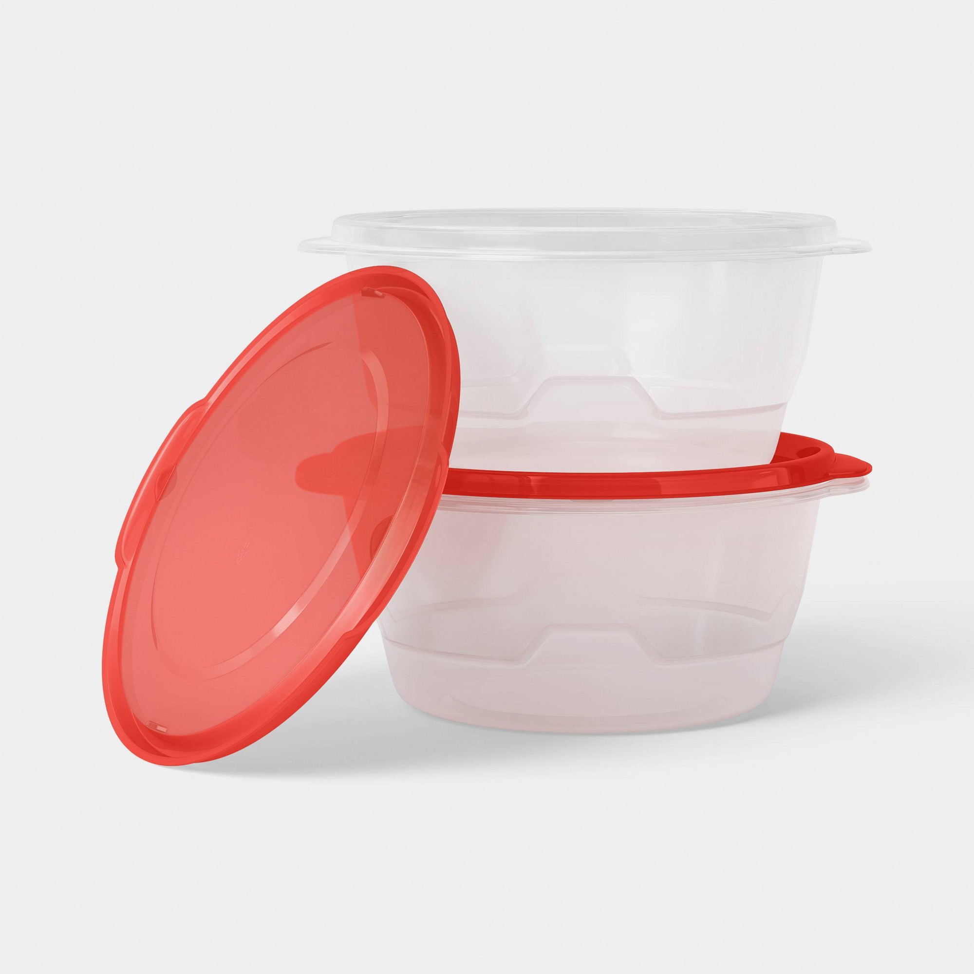2ct大型丸型食品保存容器 128オンス 透明プラスチック蓋 - Food Storage Large Plastic Containers のレビューと価格