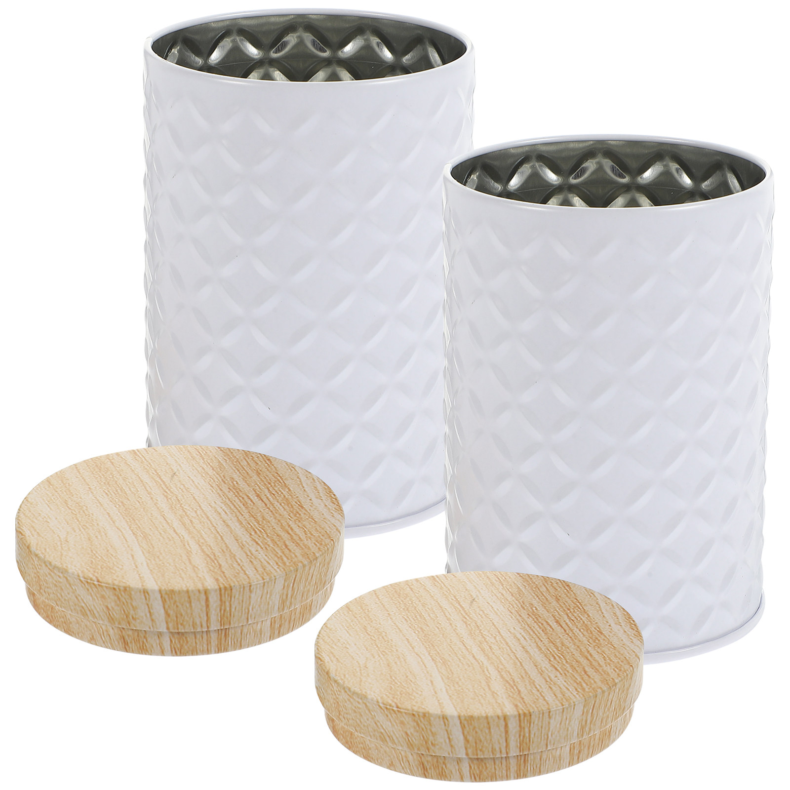 食品グレードのブリキ製保存容器2個セット、漏れ防止蓋付き、ス - Food Storage Canister のレビューと価格