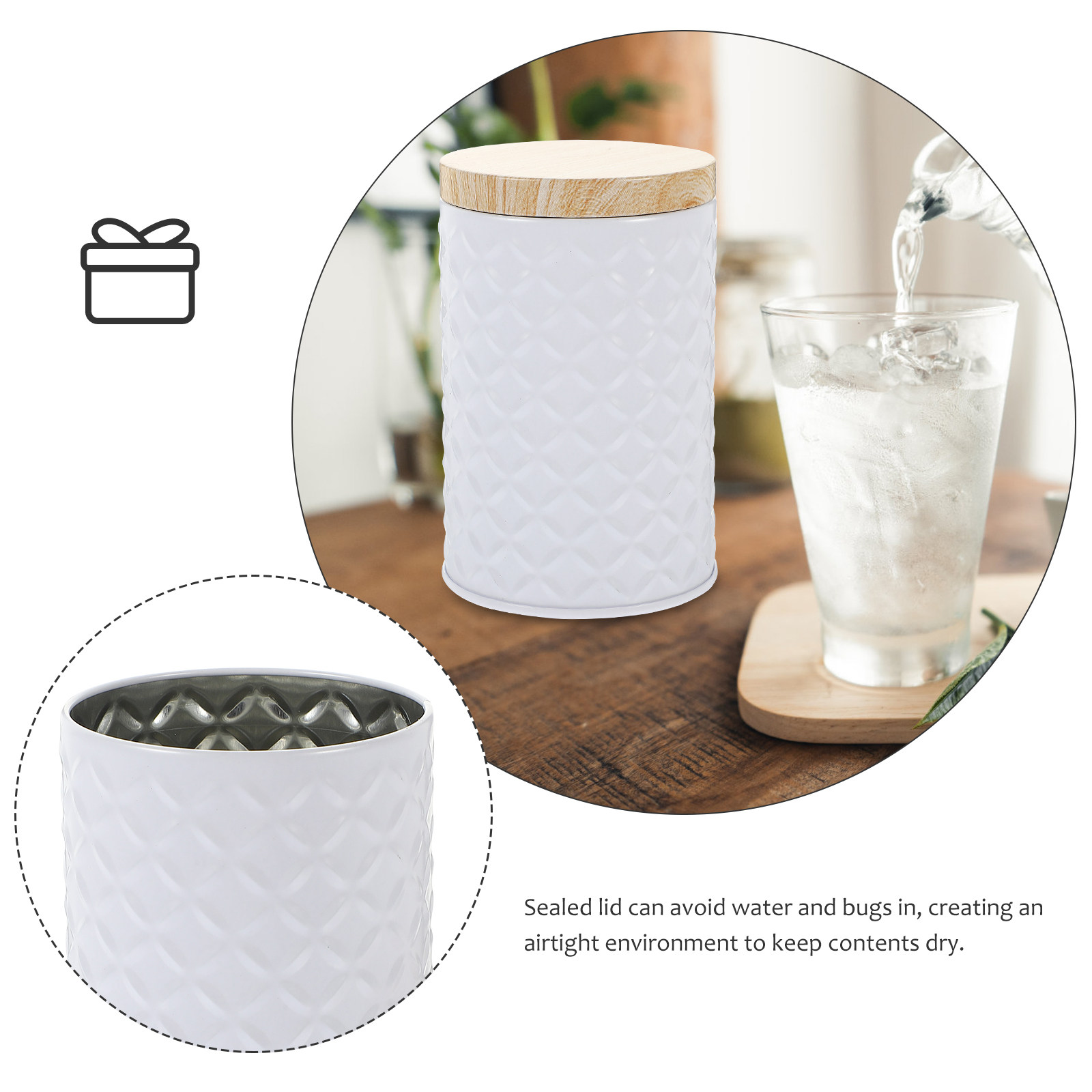 食品グレードのブリキ製保存容器2個セット、漏れ防止蓋付き、ス - Food Storage Canister のレビューと価格
