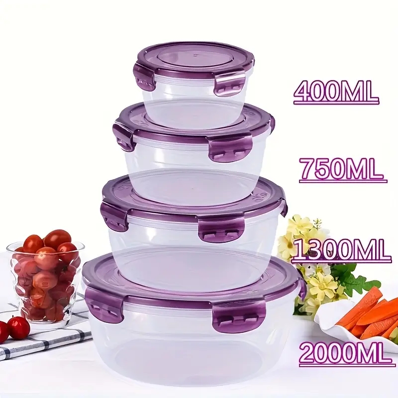 4つのプラスチック製食品保存容器、ランチボックス、食堂、キャ - Food Storage Order のレビューと価格